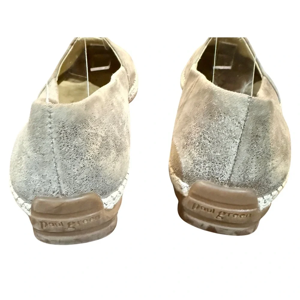 Paul Green Women's Beige‎ Suede Metallic Accent Espadrille Flats Shoes Size 10